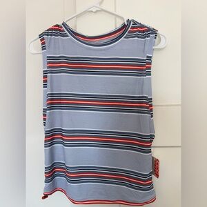 FP Movement by Free People Sleeveless Striped Tank in Light Blue, Navy & Red